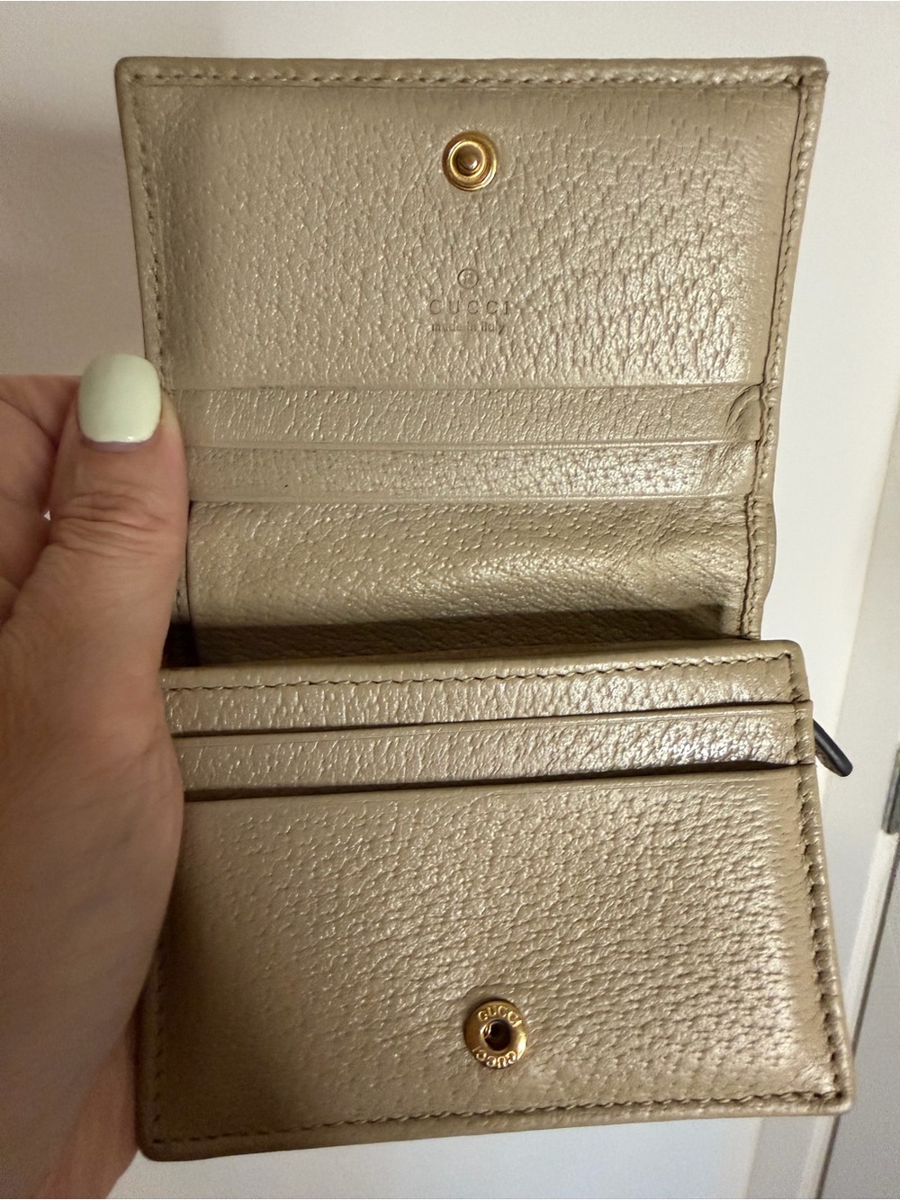 Gucci Beige GG Canvas and Champagne Leather Mini Wallet with Gold Horsebit - Picture 5 of 7